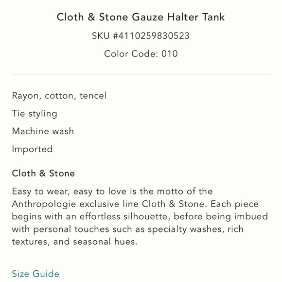 Anthropologie Cloth & Stone White Gauze Halter Tank Top Square Neck XS - Picture 4 of 8